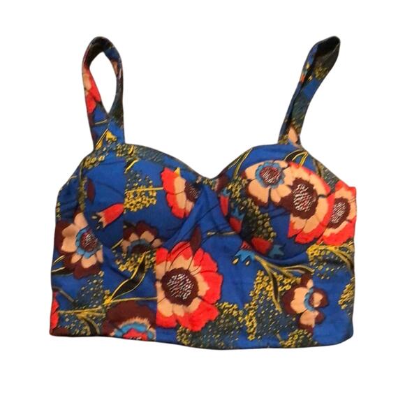 BOG COLLECTIVE Women's Small Floral Sweetheart Semi Crop Top Bralette Style - Picture 1 of 4